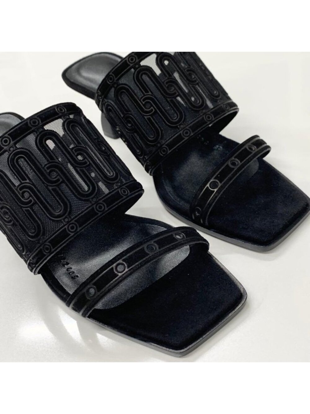 ★SOLD★ Hermes Gioia Suede Mesh Sandals Black - Picture 10 of 11